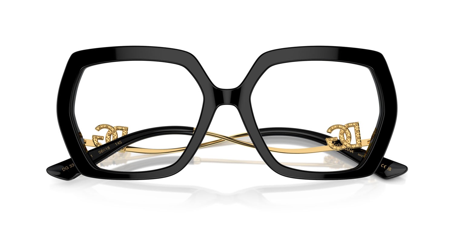 Brillen Dolce & Gabbana DG 3390B (501) farbe nero form unregelmäßig gläser lente demo
