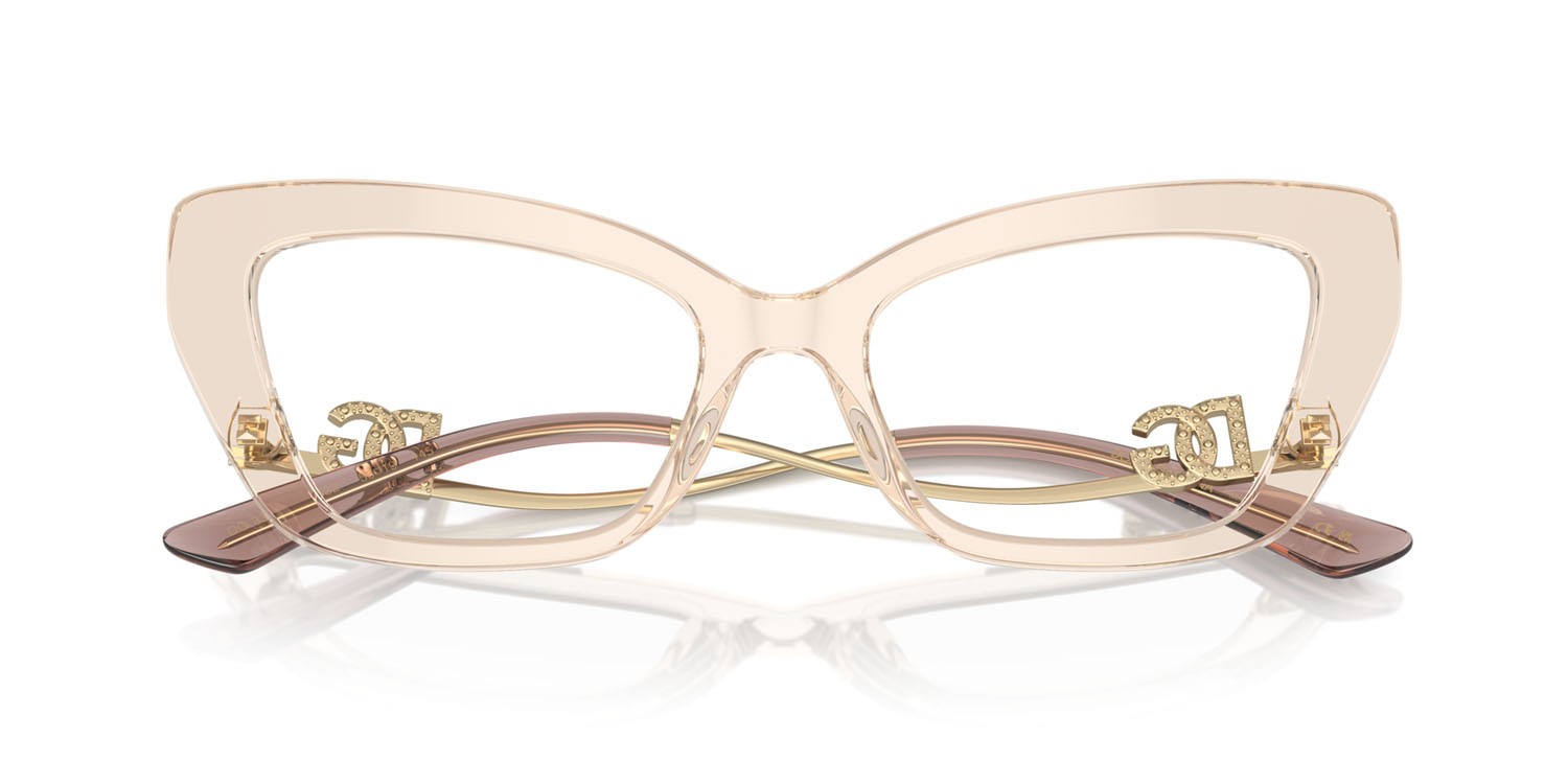 Brillen Dolce & Gabbana DG 3391B (3432) farbe cammello trasparente form cat-eye gläser lente demo