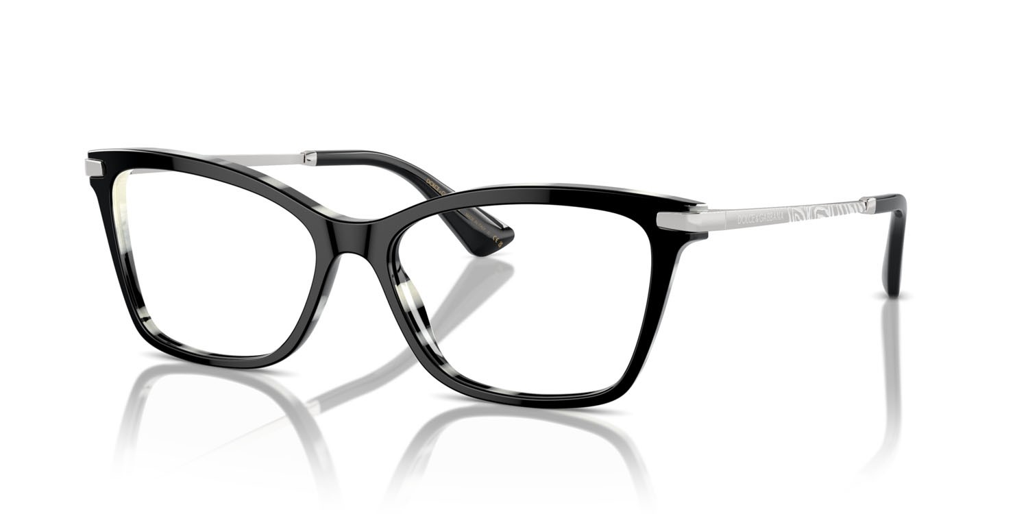 Brillen Dolce & Gabbana DG 3393 (3372) farbe nero zebrato form rechteckig gläser lente demo