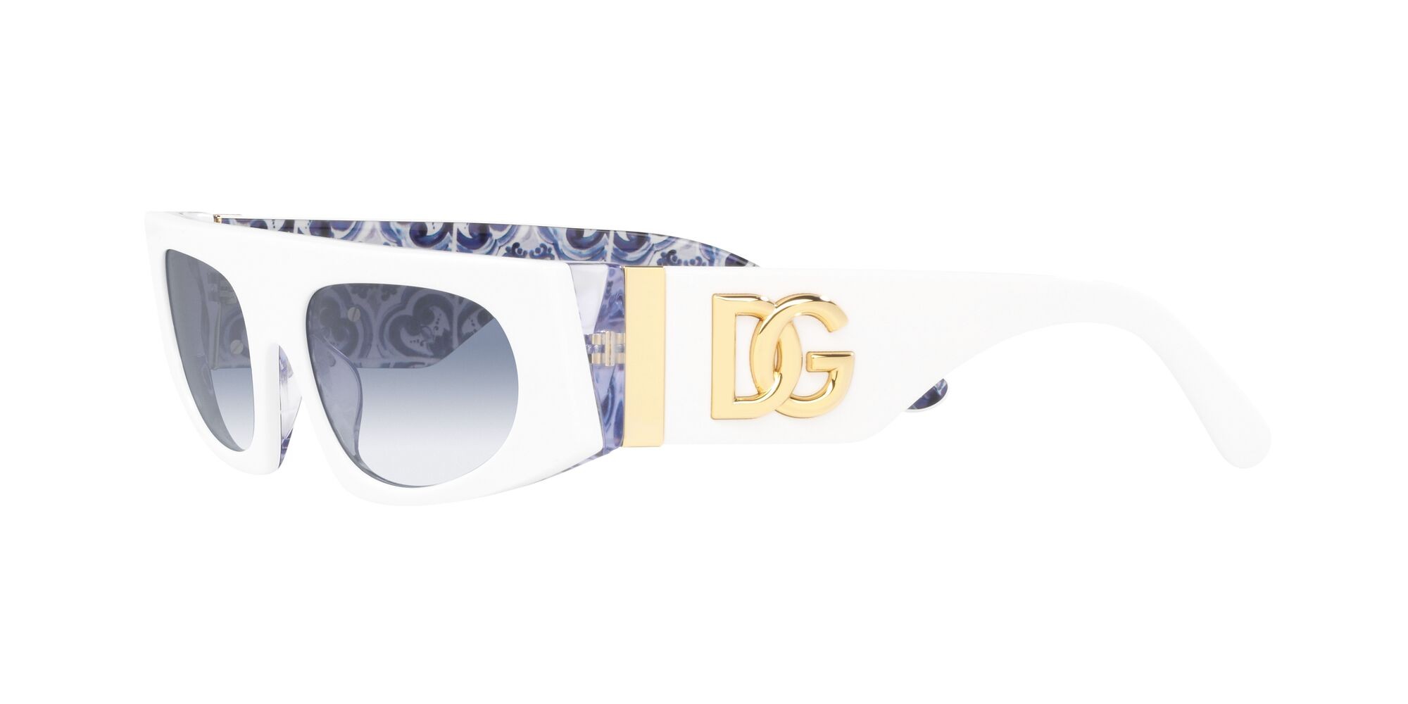 Sonnenbrillen Dolce & Gabbana DG 4411 (337119) farbe white on blue maiolica form rechteckig gläser sfumato azzurro
