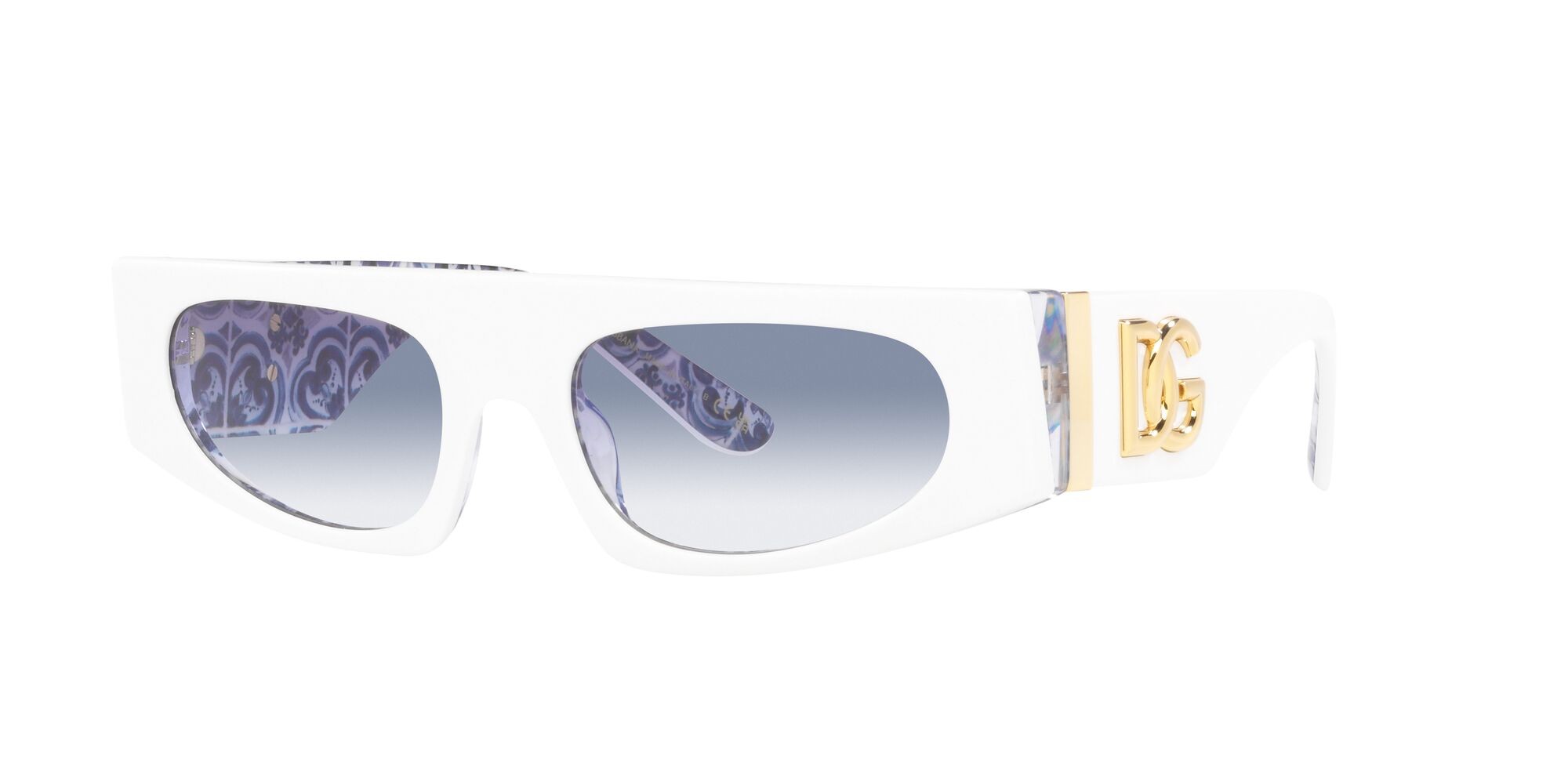 Sonnenbrillen Dolce & Gabbana DG 4411 (337119) farbe white on blue maiolica form rechteckig gläser sfumato azzurro