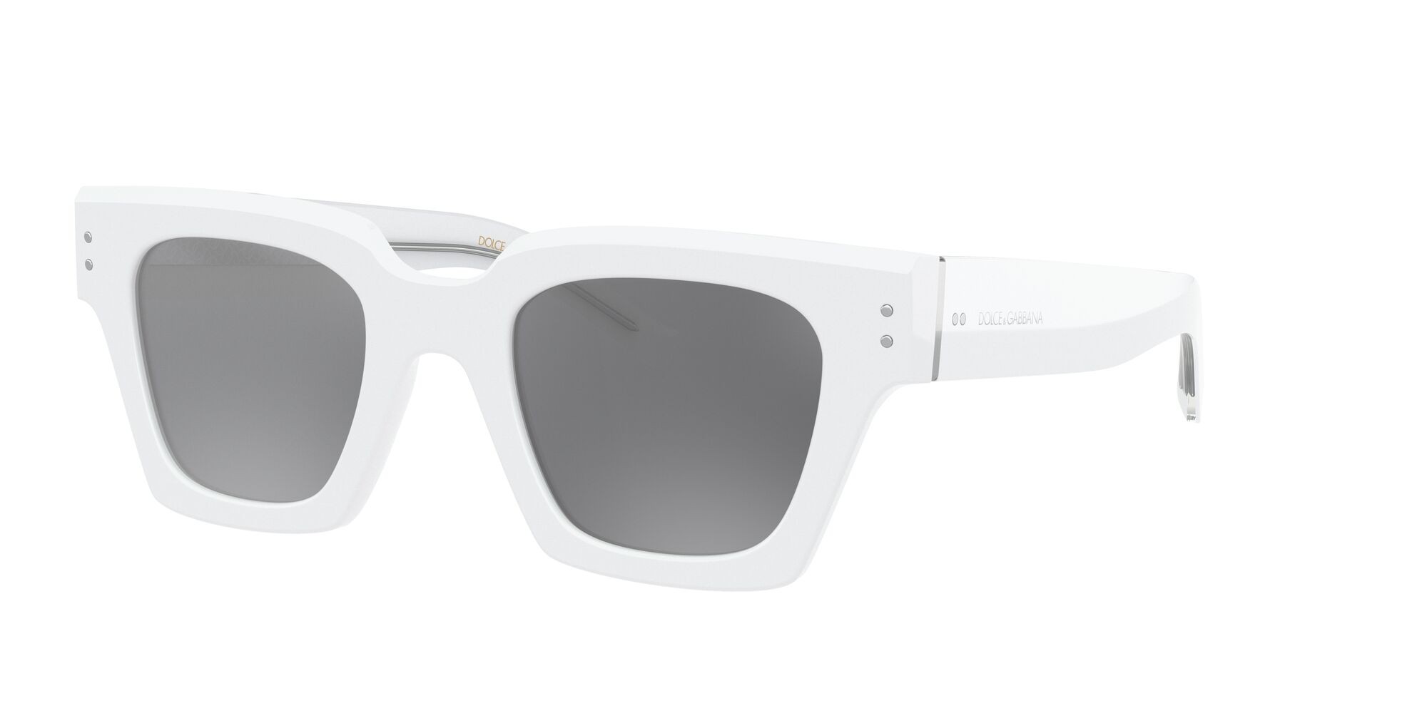 Occhiali da sole Dolce & Gabbana DG 4413 (337440) colore bianco forma quadrato lenti grigio nero specchiato