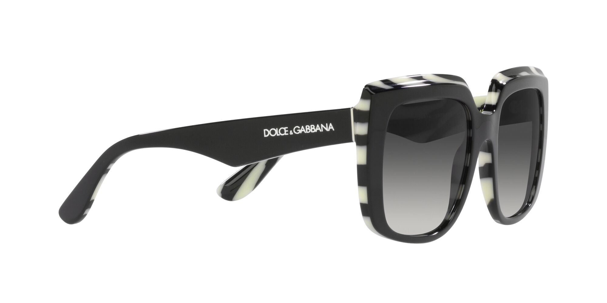 Sunglasses Dolce & Gabbana DG 4414 (33728G) color top black on zebra shape square lenses sfumato grigio