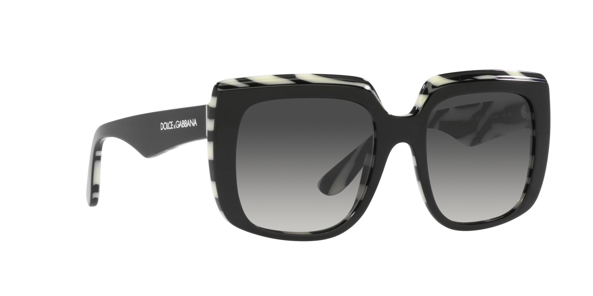 Sunglasses Dolce & Gabbana DG 4414 (33728G) color top black on zebra shape square lenses sfumato grigio