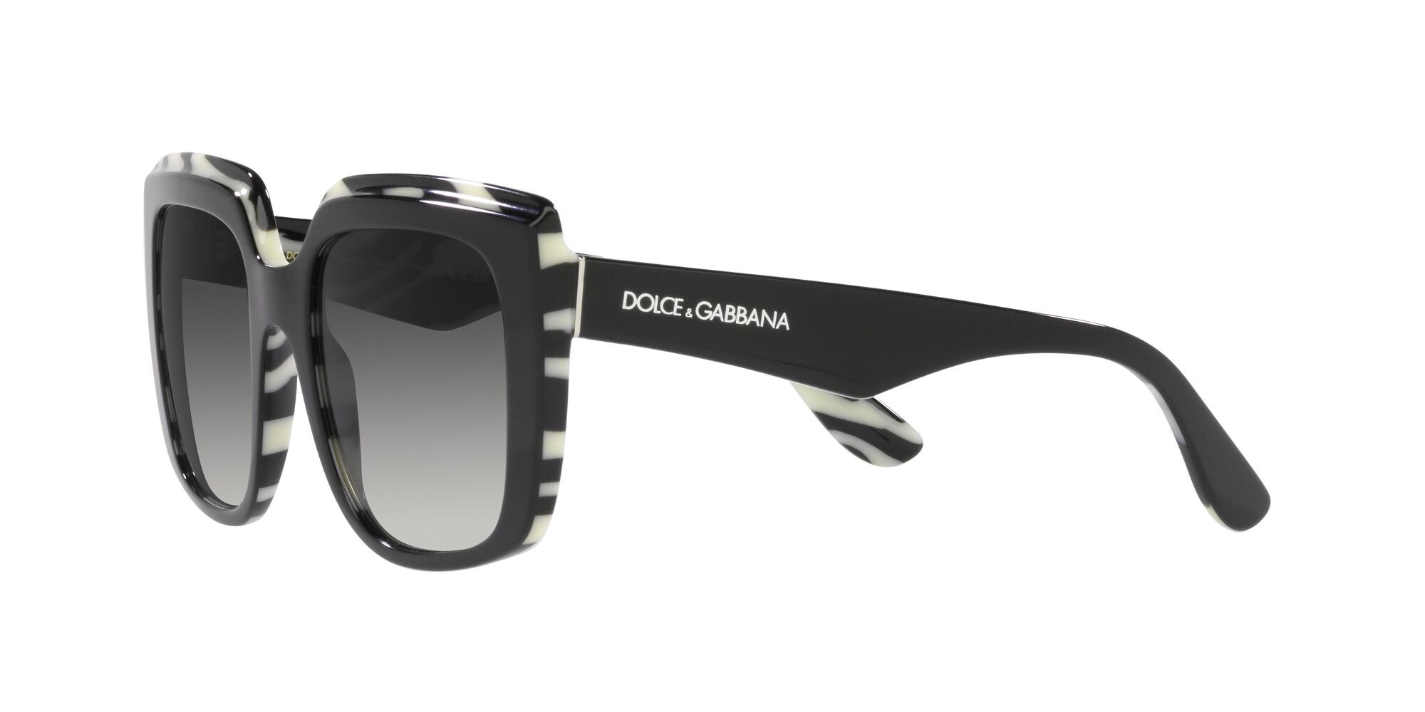 Sunglasses Dolce & Gabbana DG 4414 (33728G) color top black on zebra shape square lenses sfumato grigio