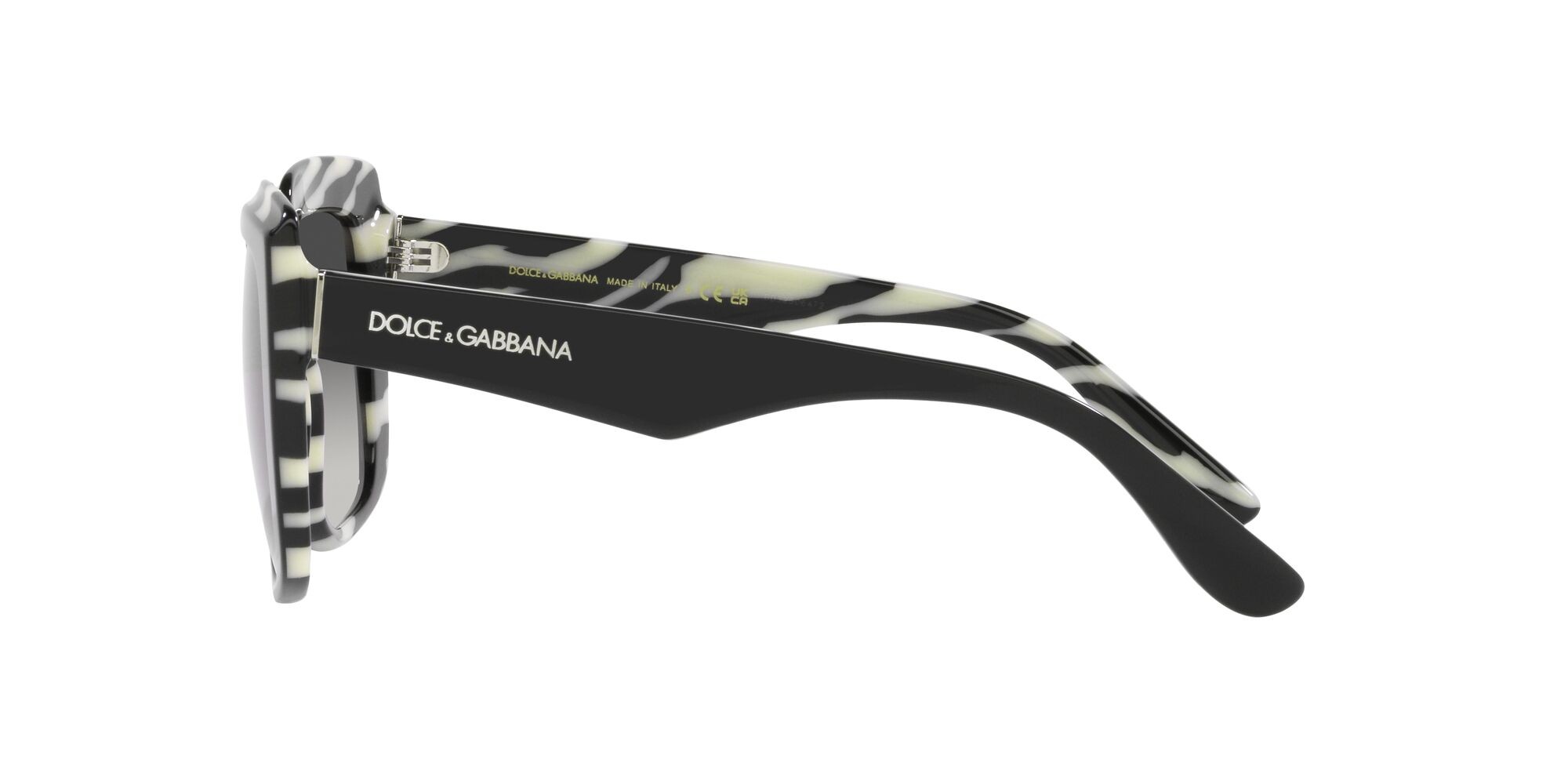Sunglasses Dolce & Gabbana DG 4414 (33728G) color top black on zebra shape square lenses sfumato grigio