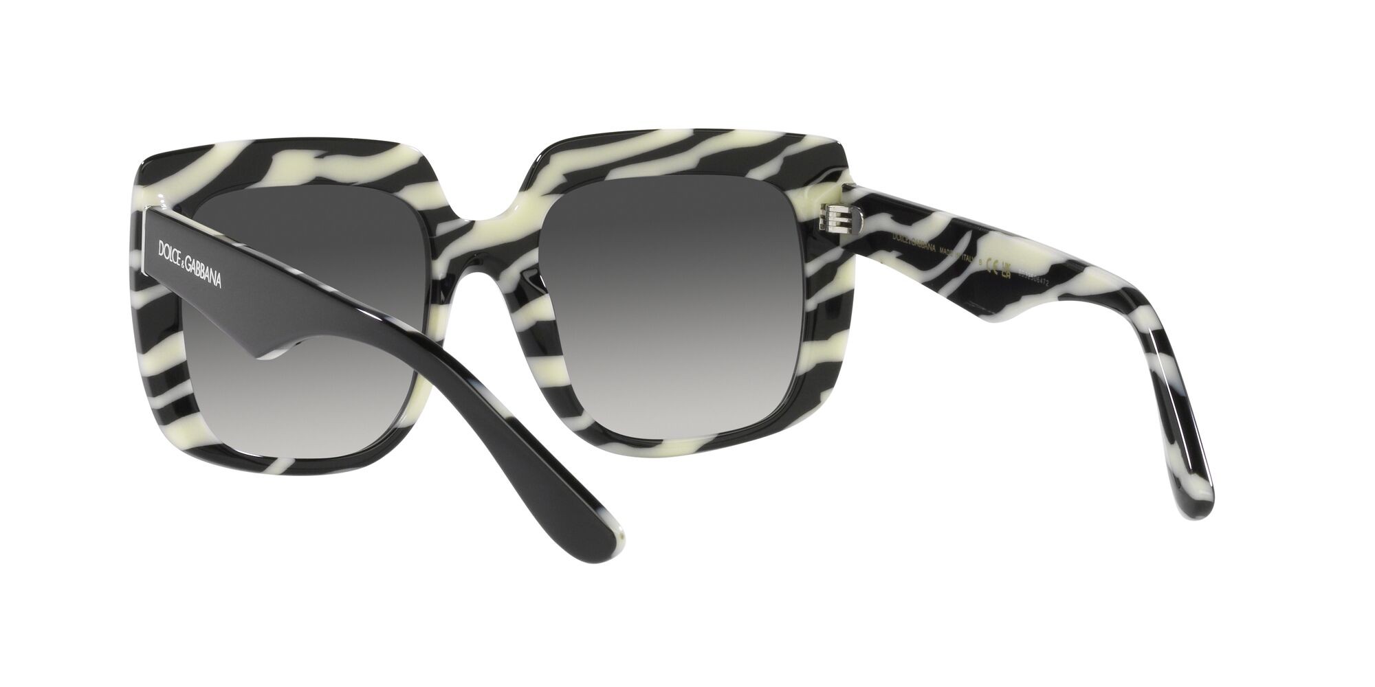 Sunglasses Dolce & Gabbana DG 4414 (33728G) color top black on zebra shape square lenses sfumato grigio