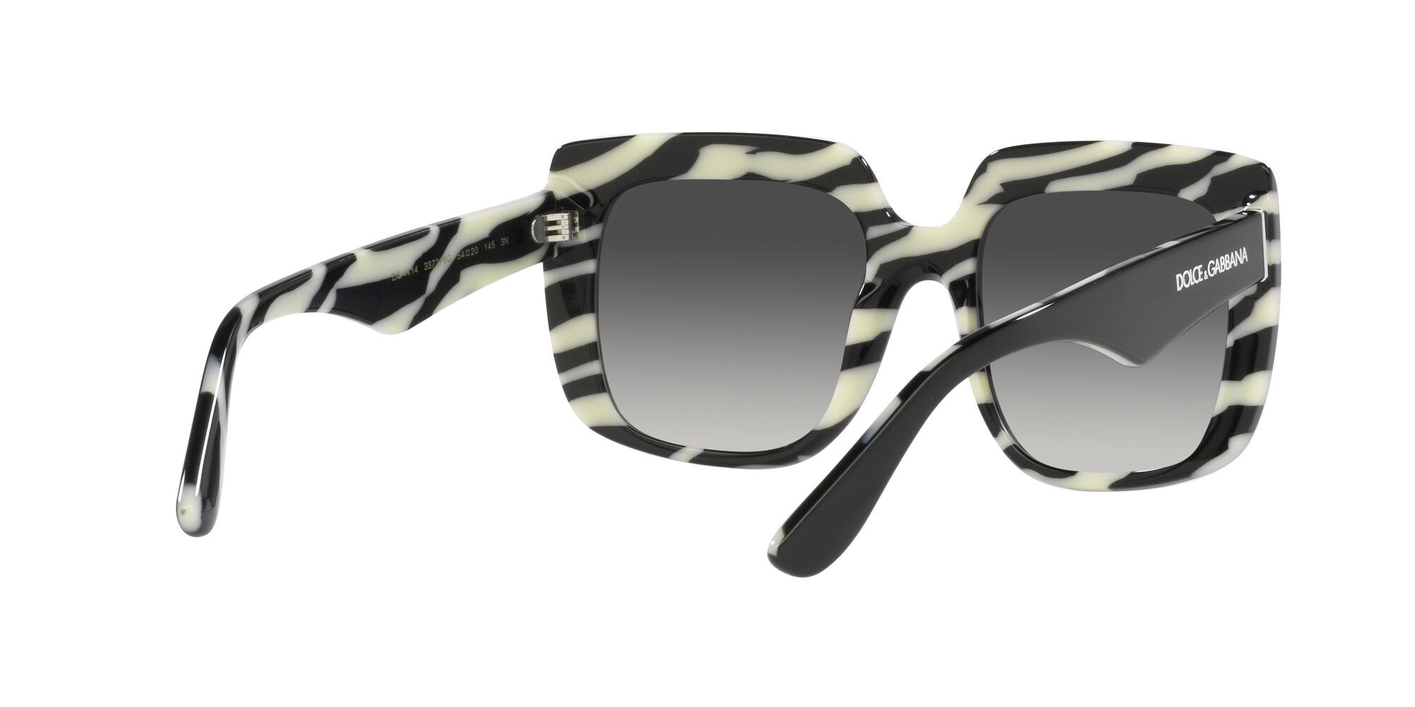 Sunglasses Dolce & Gabbana DG 4414 (33728G) color top black on zebra shape square lenses sfumato grigio