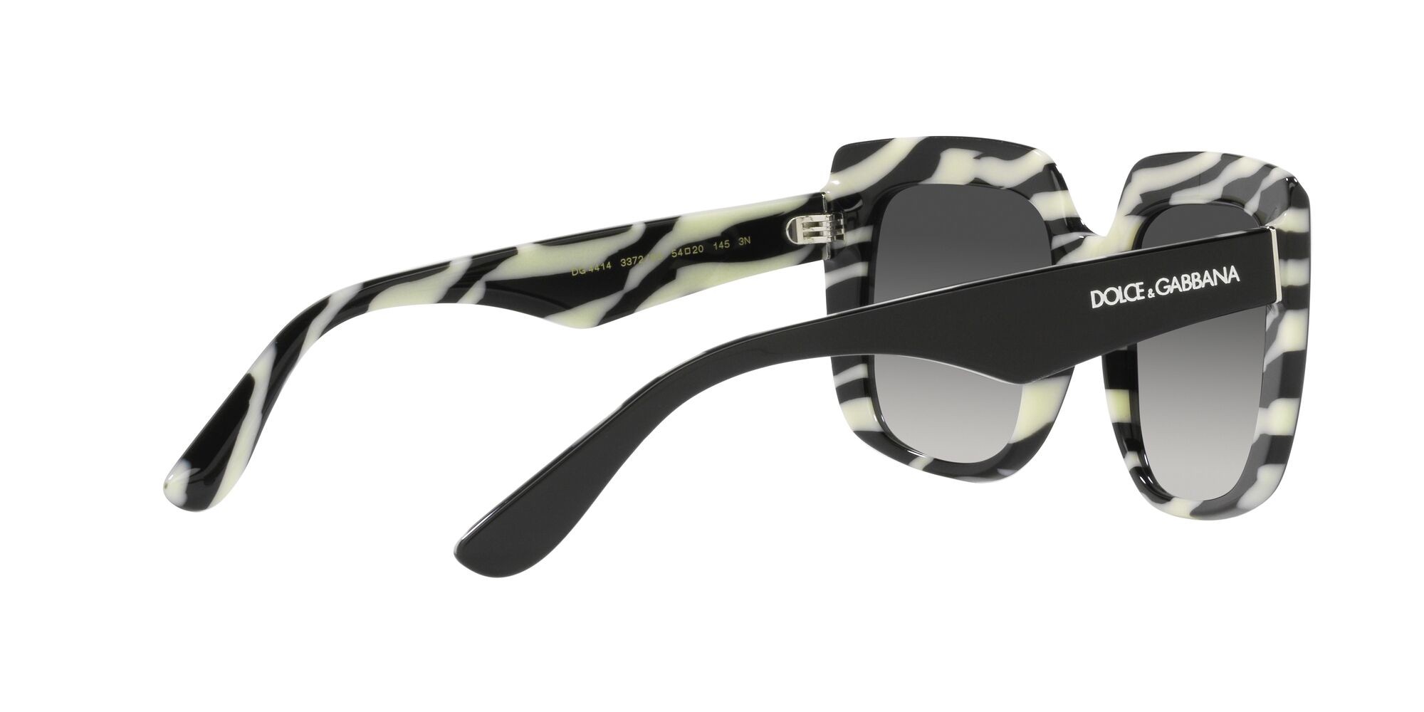 Sunglasses Dolce & Gabbana DG 4414 (33728G) color top black on zebra shape square lenses sfumato grigio