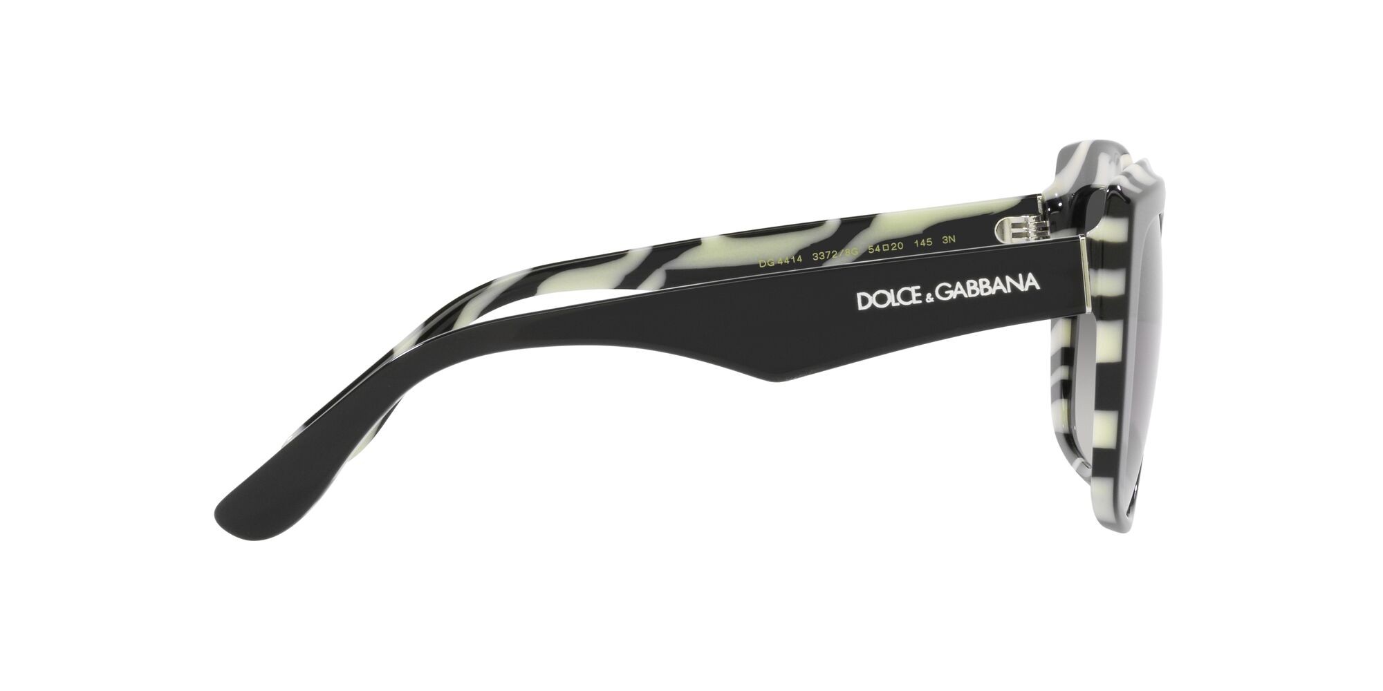 Sunglasses Dolce & Gabbana DG 4414 (33728G) color top black on zebra shape square lenses sfumato grigio