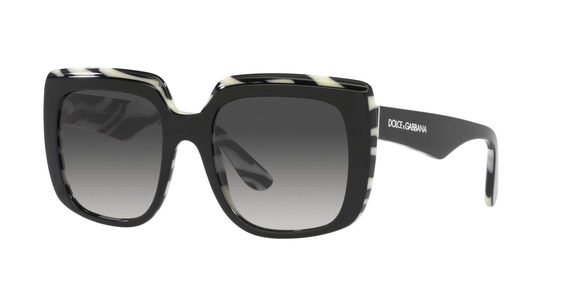 Sunglasses Dolce & Gabbana DG 4414 (33728G) color top black on zebra shape square lenses sfumato grigio