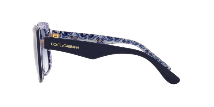 Sunglasses Dolce & Gabbana DG 4414 (341419) color blue on blue maiolica shape square lenses trasparente sfumato azzurro