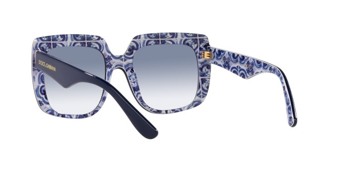 Sunglasses Dolce & Gabbana DG 4414 (341419) color blue on blue maiolica shape square lenses trasparente sfumato azzurro