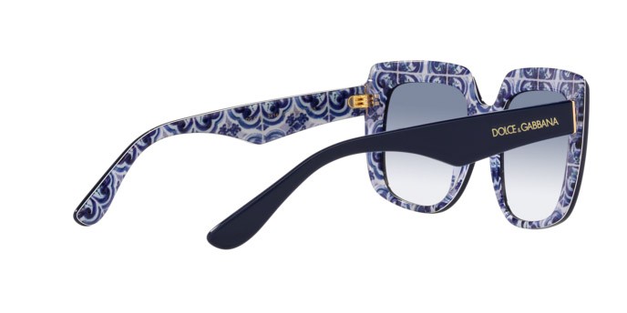 Sunglasses Dolce & Gabbana DG 4414 (341419) color blue on blue maiolica shape square lenses trasparente sfumato azzurro