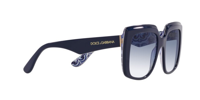 Sunglasses Dolce & Gabbana DG 4414 (341419) color blue on blue maiolica shape square lenses trasparente sfumato azzurro