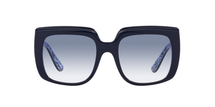 Sunglasses Dolce & Gabbana DG 4414 (341419) color blue on blue maiolica shape square lenses trasparente sfumato azzurro