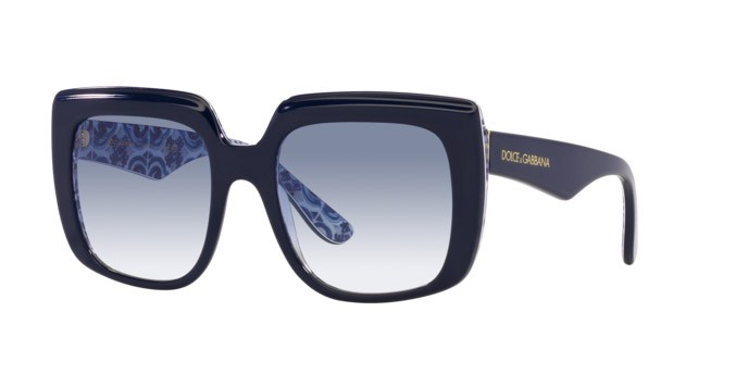 Sunglasses Dolce & Gabbana DG 4414 (341419) color blue on blue maiolica shape square lenses trasparente sfumato azzurro