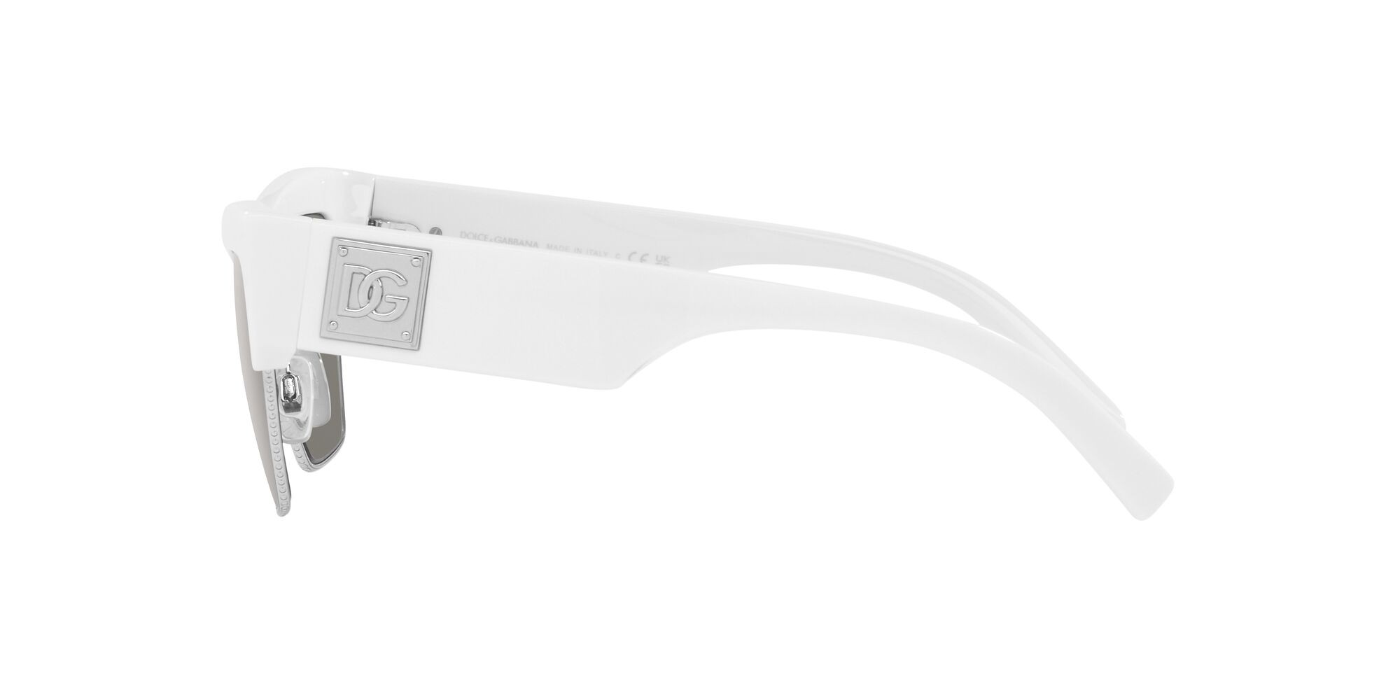 Sonnenbrillen Dolce & Gabbana DG 4415 (33126G) farbe bianco form cat-eye gläser grigio chiaro specchiato argento