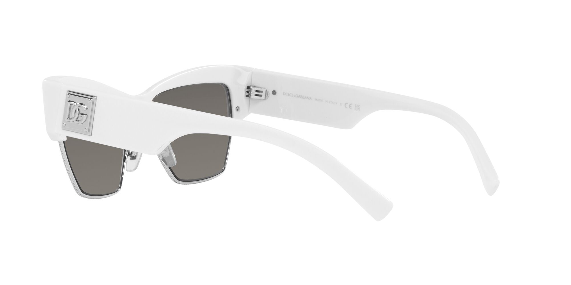 Sonnenbrillen Dolce & Gabbana DG 4415 (33126G) farbe bianco form cat-eye gläser grigio chiaro specchiato argento