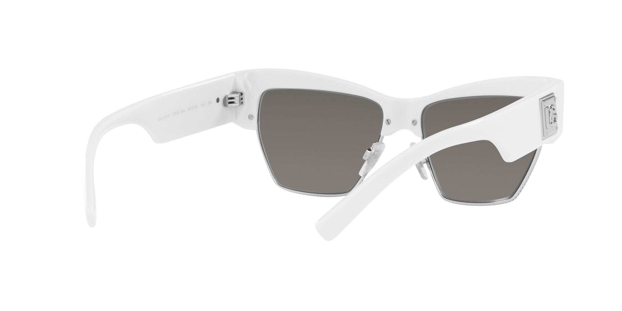 Sonnenbrillen Dolce & Gabbana DG 4415 (33126G) farbe bianco form cat-eye gläser grigio chiaro specchiato argento