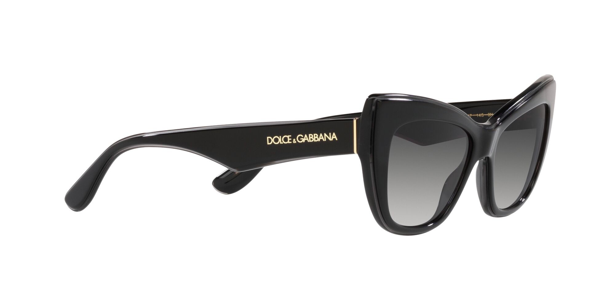 Sunglasses Dolce & Gabbana DG 4417 (32468G) color nero/grigio trasparente shape cat eye lenses sfumato grigio