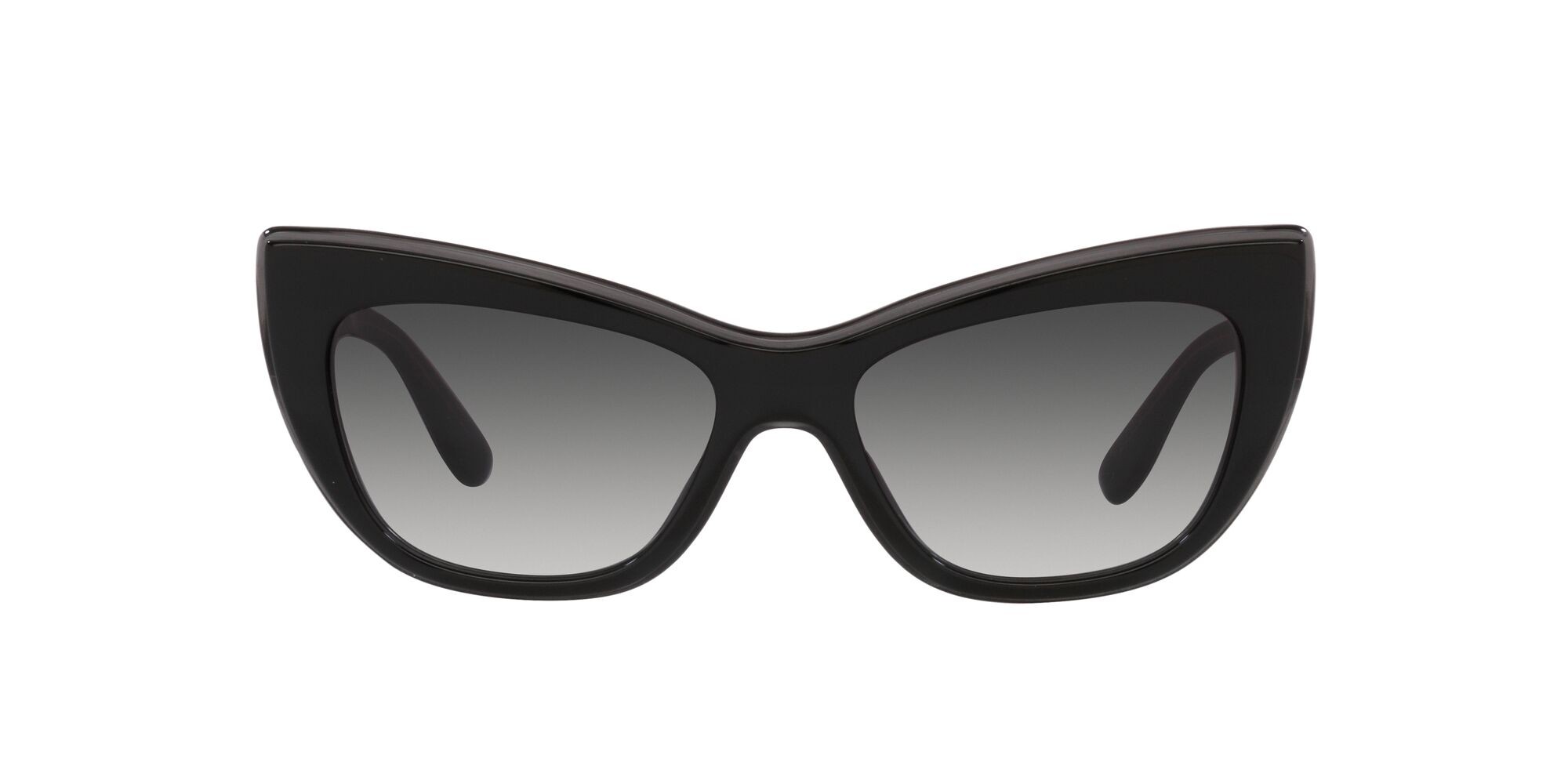 Sunglasses Dolce & Gabbana DG 4417 (32468G) color nero/grigio trasparente shape cat eye lenses sfumato grigio
