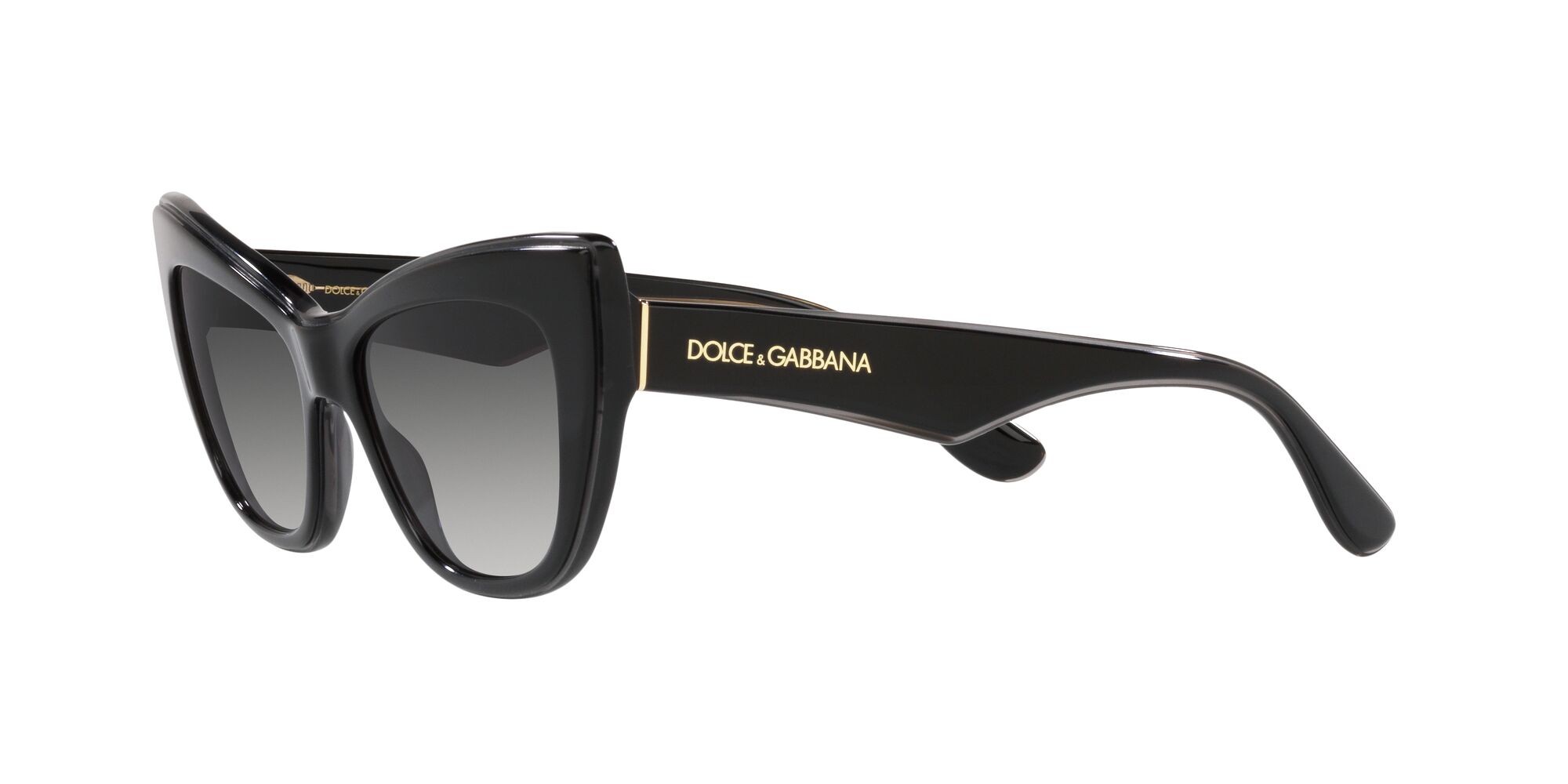 Sunglasses Dolce & Gabbana DG 4417 (32468G) color nero/grigio trasparente shape cat eye lenses sfumato grigio