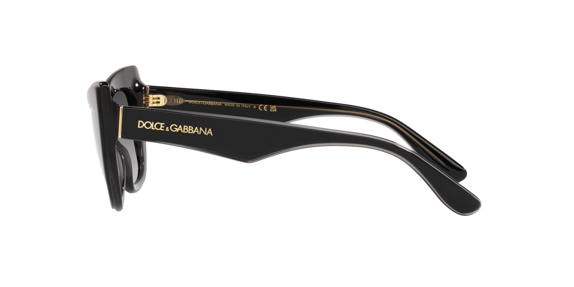 Sunglasses Dolce & Gabbana DG 4417 (32468G) color nero/grigio trasparente shape cat eye lenses sfumato grigio