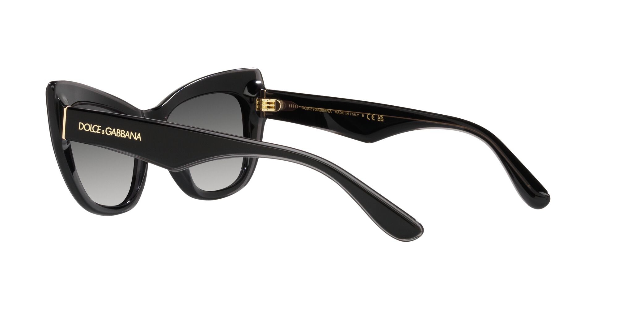 Sunglasses Dolce & Gabbana DG 4417 (32468G) color nero/grigio trasparente shape cat eye lenses sfumato grigio