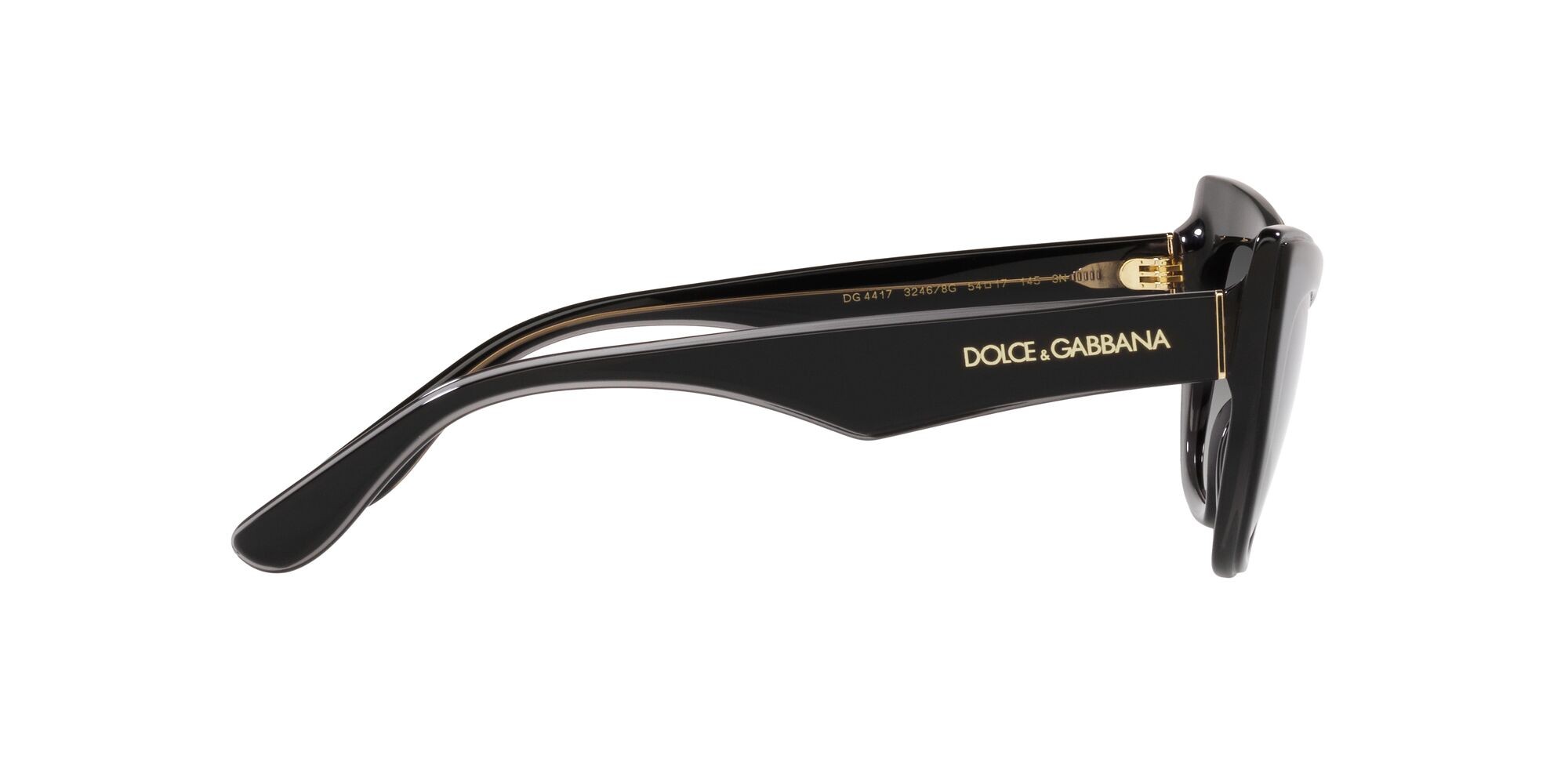 Sunglasses Dolce & Gabbana DG 4417 (32468G) color nero/grigio trasparente shape cat eye lenses sfumato grigio