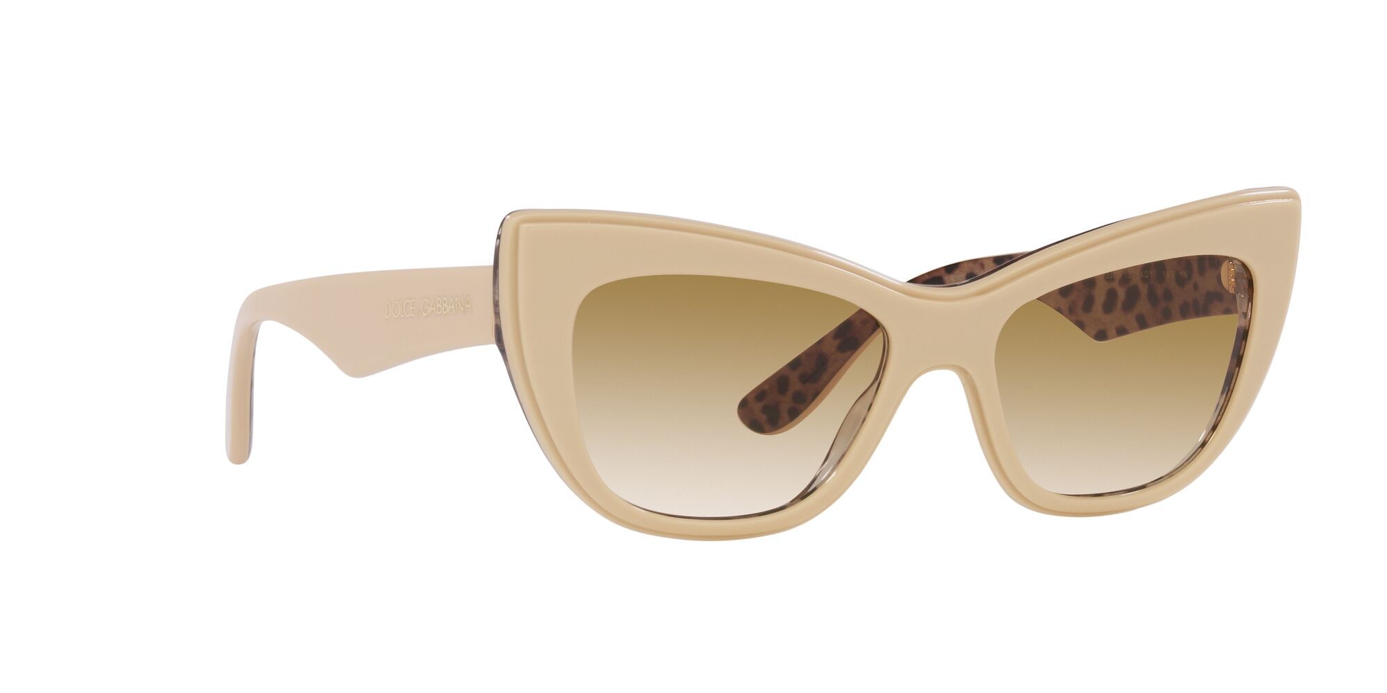 Sonnenbrillen Dolce & Gabbana DG 4417 (338113) farbe white leo form cat-eye gläser trasparente sfumato marrone chiaro