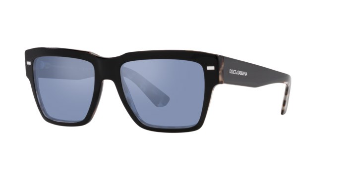 Sonnenbrillen Dolce & Gabbana DG 4431 (34031U) farbe black on grey havana form quadratisch gläser azzurro specchiato argento