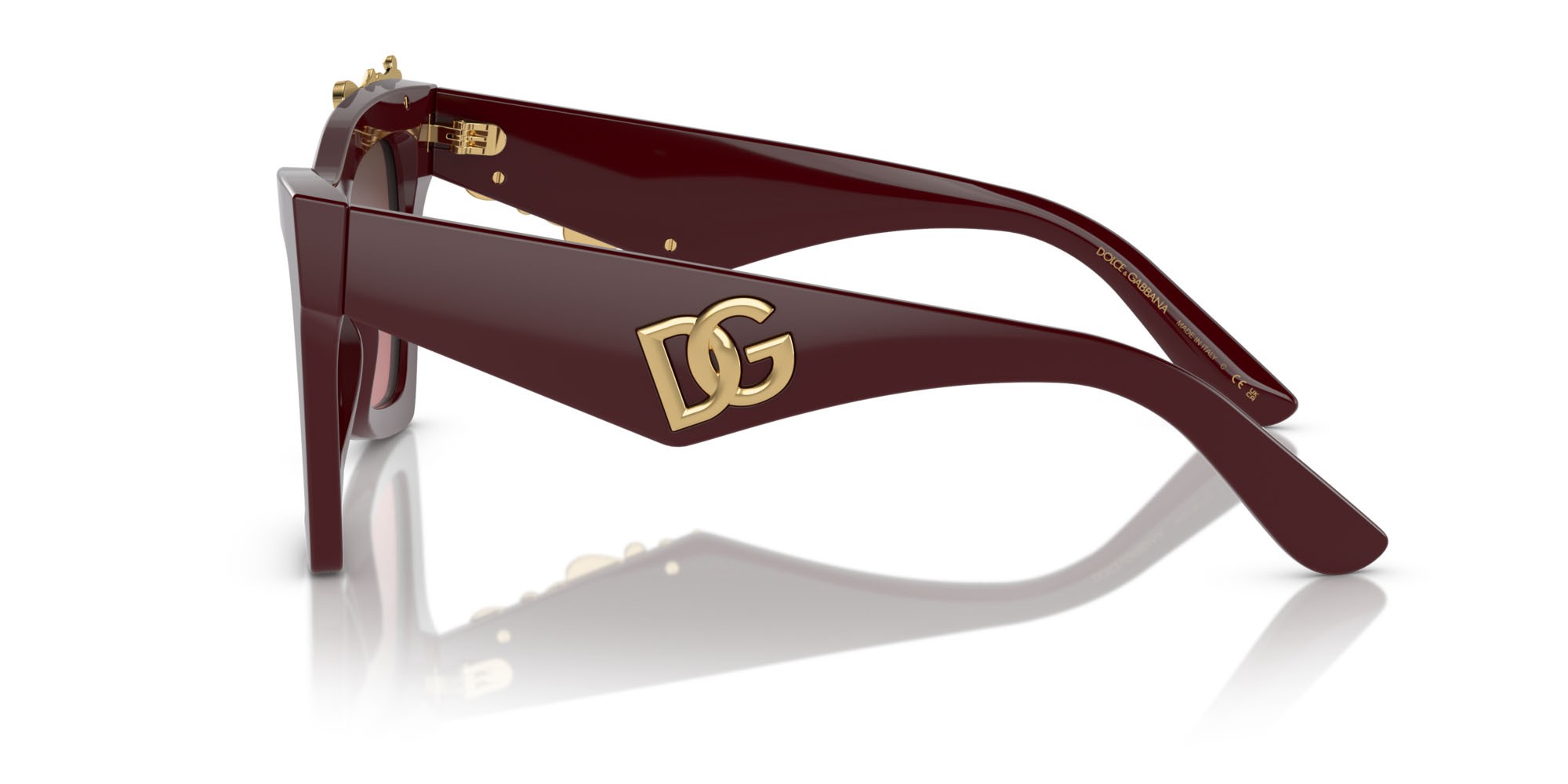 Sonnenbrillen Dolce & Gabbana DG 4434 (30917E) farbe bordeaux form cat-eye gläser rosa sfumato argento a specchio