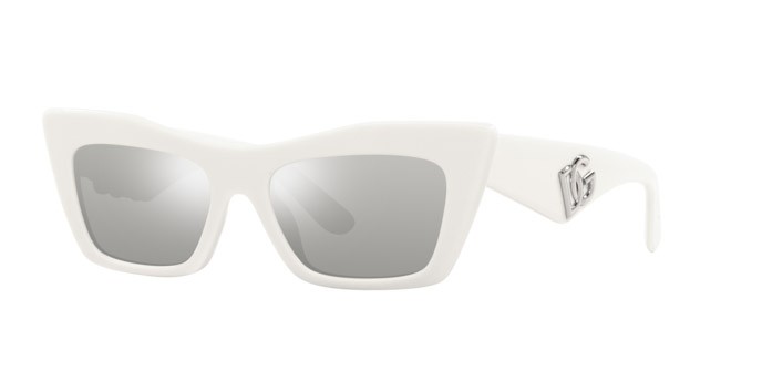 Sonnenbrillen Dolce & Gabbana DG 4435 (33128V) farbe bianco form cat-eye gläser trasparente specchiato argento