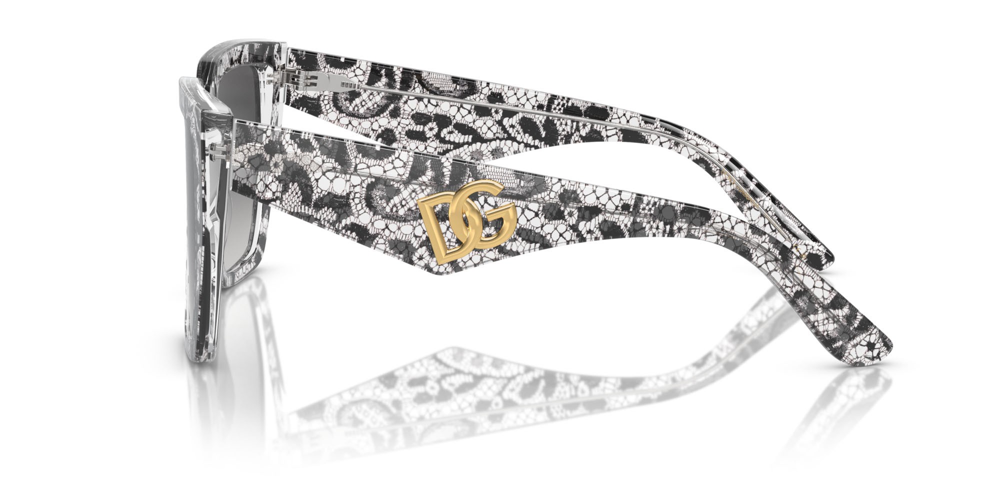 Occhiali da sole Dolce & Gabbana DG 4438 (32878G) colore pizzo nero forma quadrato lenti sfumato grigio