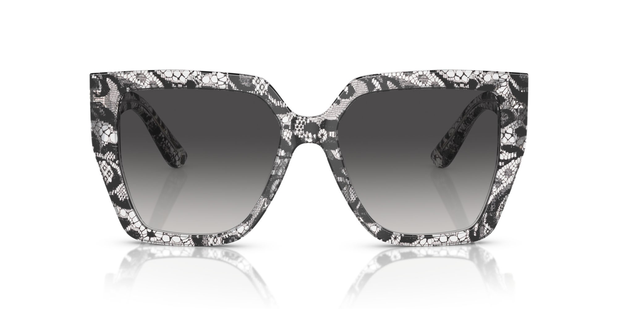 Occhiali da sole Dolce & Gabbana DG 4438 (32878G) colore pizzo nero forma quadrato lenti sfumato grigio