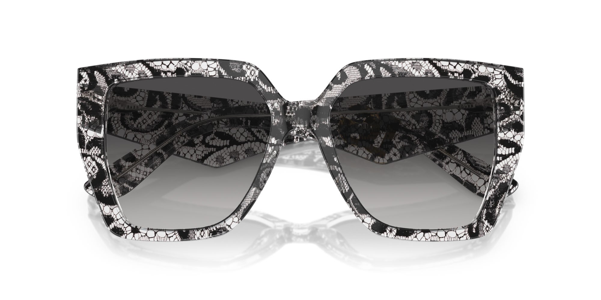Occhiali da sole Dolce & Gabbana DG 4438 (32878G) colore pizzo nero forma quadrato lenti sfumato grigio