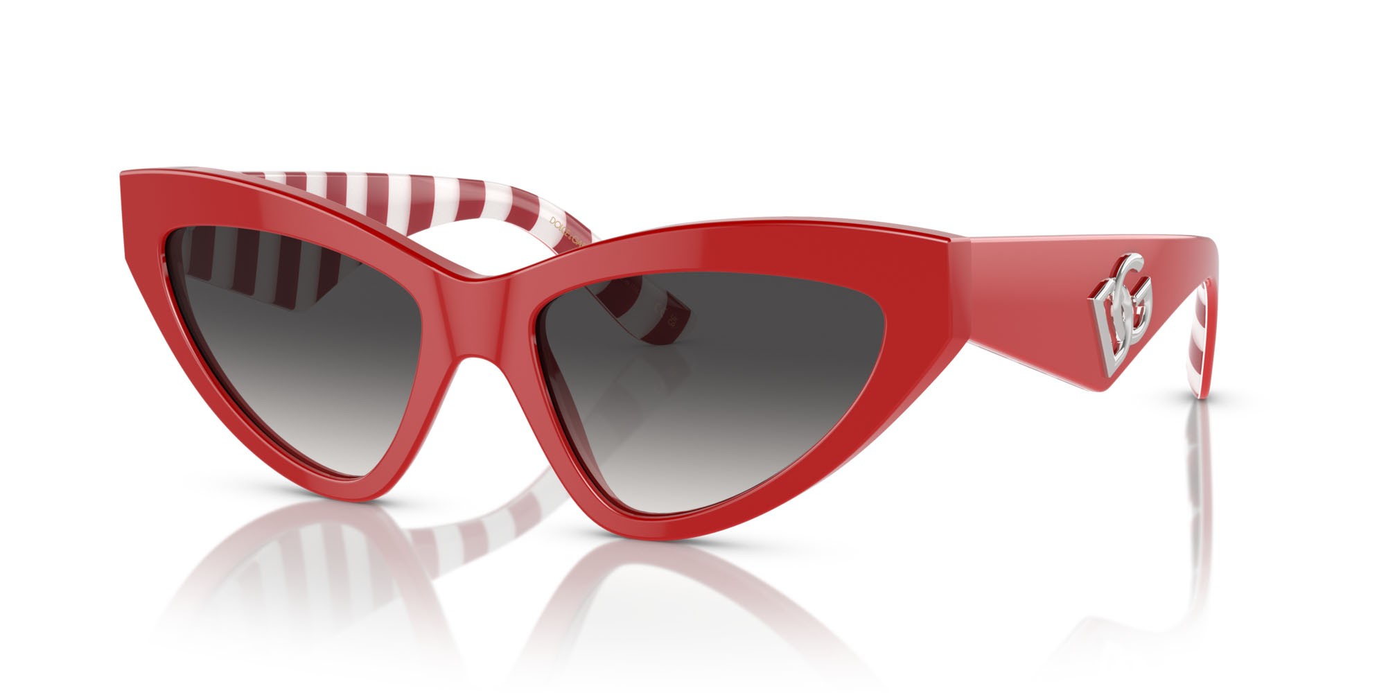 Sonnenbrillen Dolce & Gabbana DG 4439 (30888G) farbe rosso form cat-eye gläser sfumato grigio
