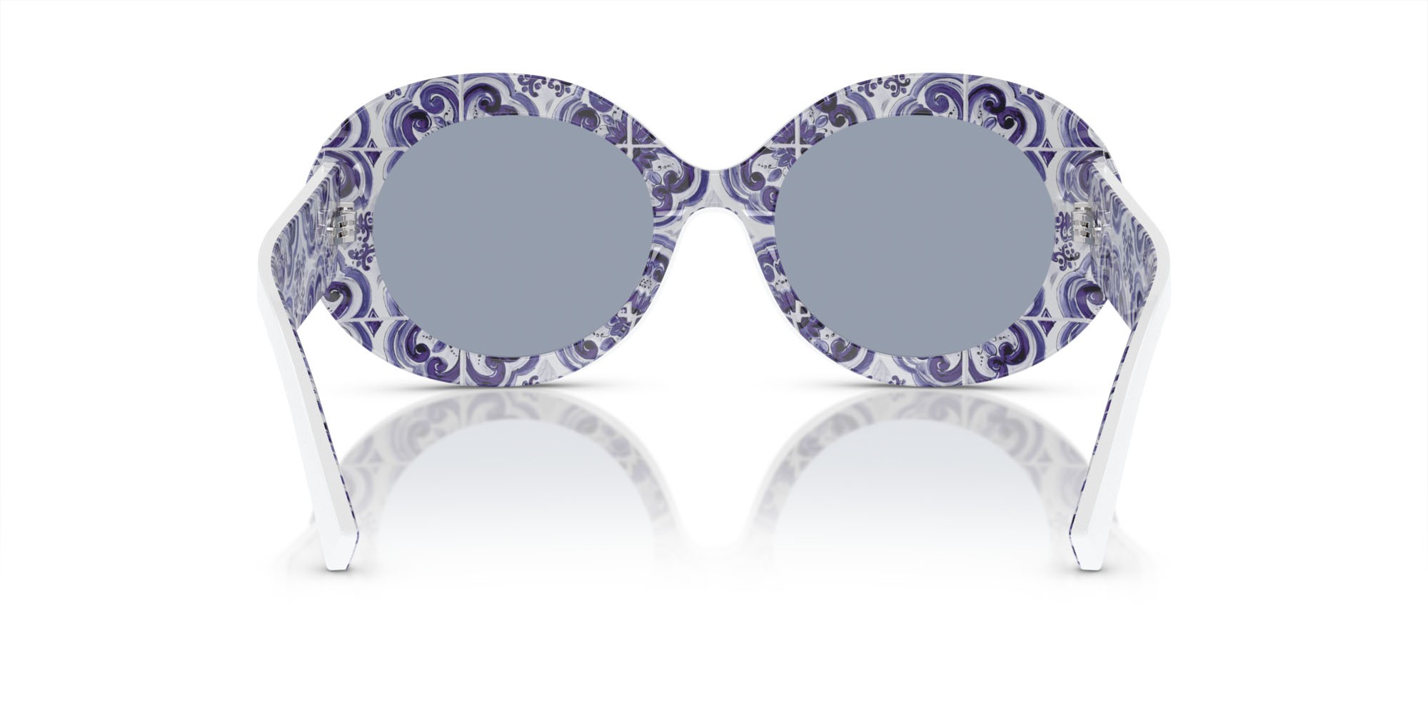 Sonnenbrillen Dolce & Gabbana DG 4448 (337155) farbe bianco su maiolica blu form oval gläser azzurro specchiato argento