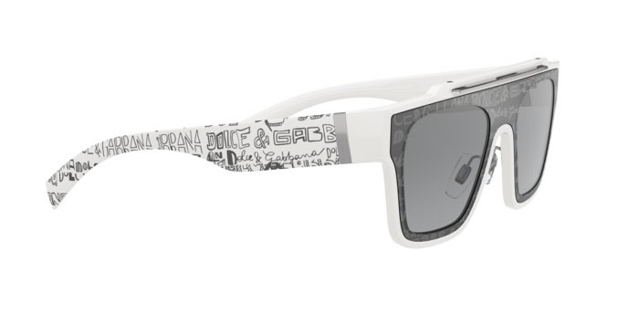 Sonnenbrillen Dolce & Gabbana DG 6125 (33126V) farbe white form quadratisch gläser light grey mirror grad silver