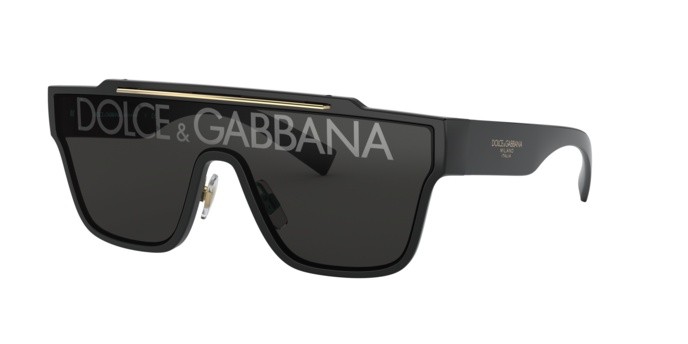 Occhiali da sole Dolce & Gabbana DG 6125 (501/M) colore black forma quadrato lenti dark grey tampo d&g silver
