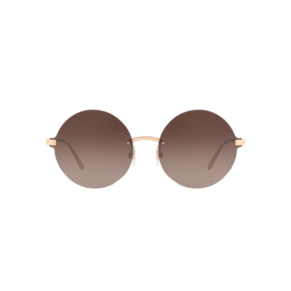 Sunglasses Dolce & Gabbana DG 2228 (129813) color rose gold shape round lenses brown gradient