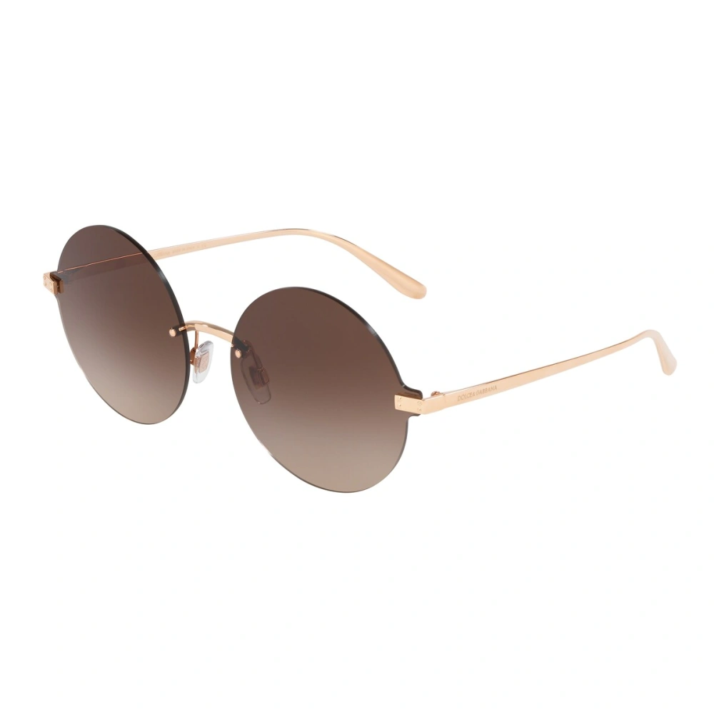 Sunglasses Dolce & Gabbana DG 2228 (129813) color rose gold shape round lenses brown gradient