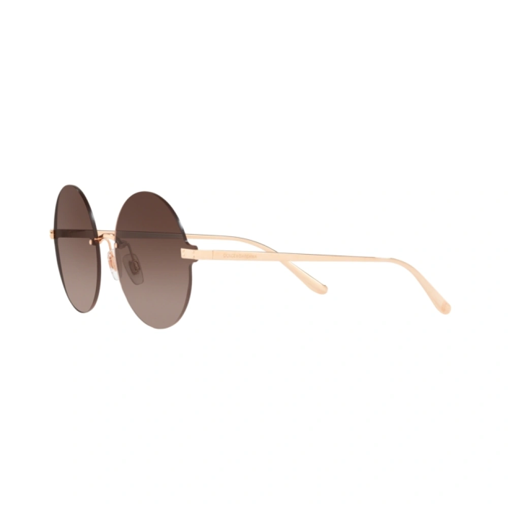 Sunglasses Dolce & Gabbana DG 2228 (129813) color rose gold shape round lenses brown gradient