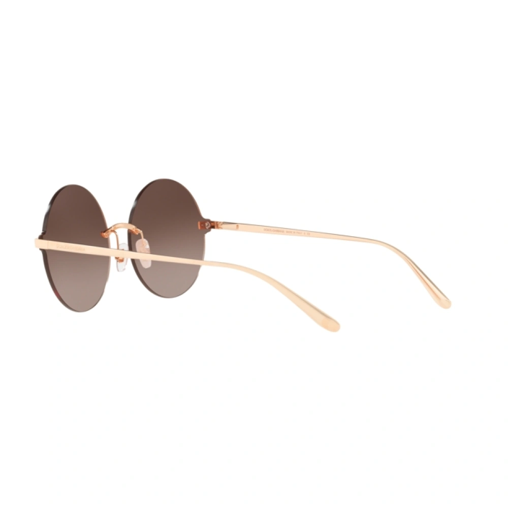 Sunglasses Dolce & Gabbana DG 2228 (129813) color rose gold shape round lenses brown gradient