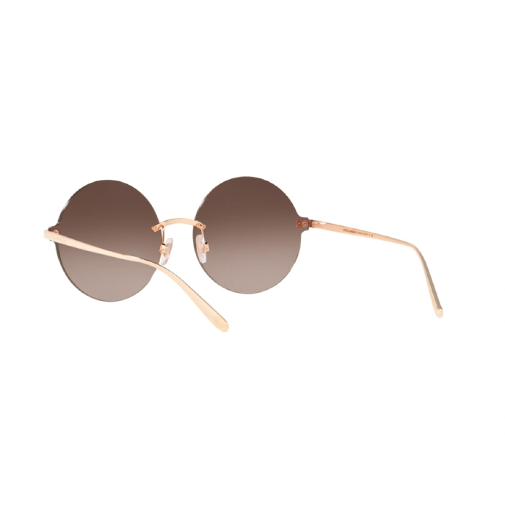 Sunglasses Dolce & Gabbana DG 2228 (129813) color rose gold shape round lenses brown gradient