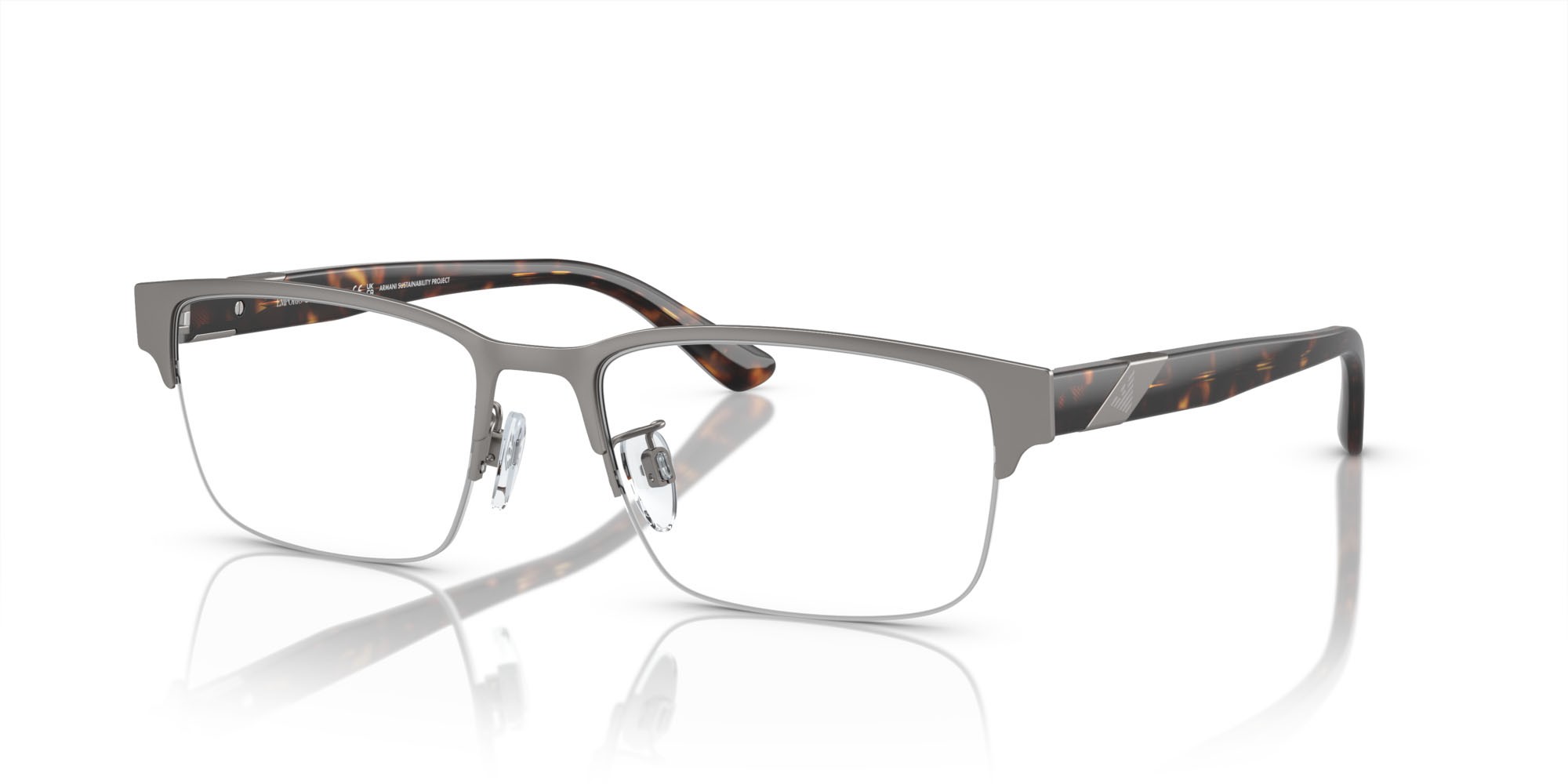 Brillen Emporio Armani EA 1129 (3047) farbe gunmetal opaco form rechteckig gläser lente demo