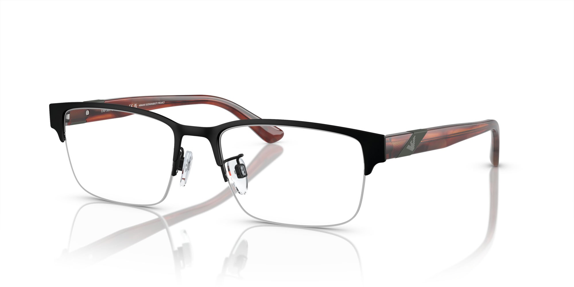 Occhiali da vista Emporio Armani EA 1129 (3192) colore nero opaco forma rettangolare lenti lente demo