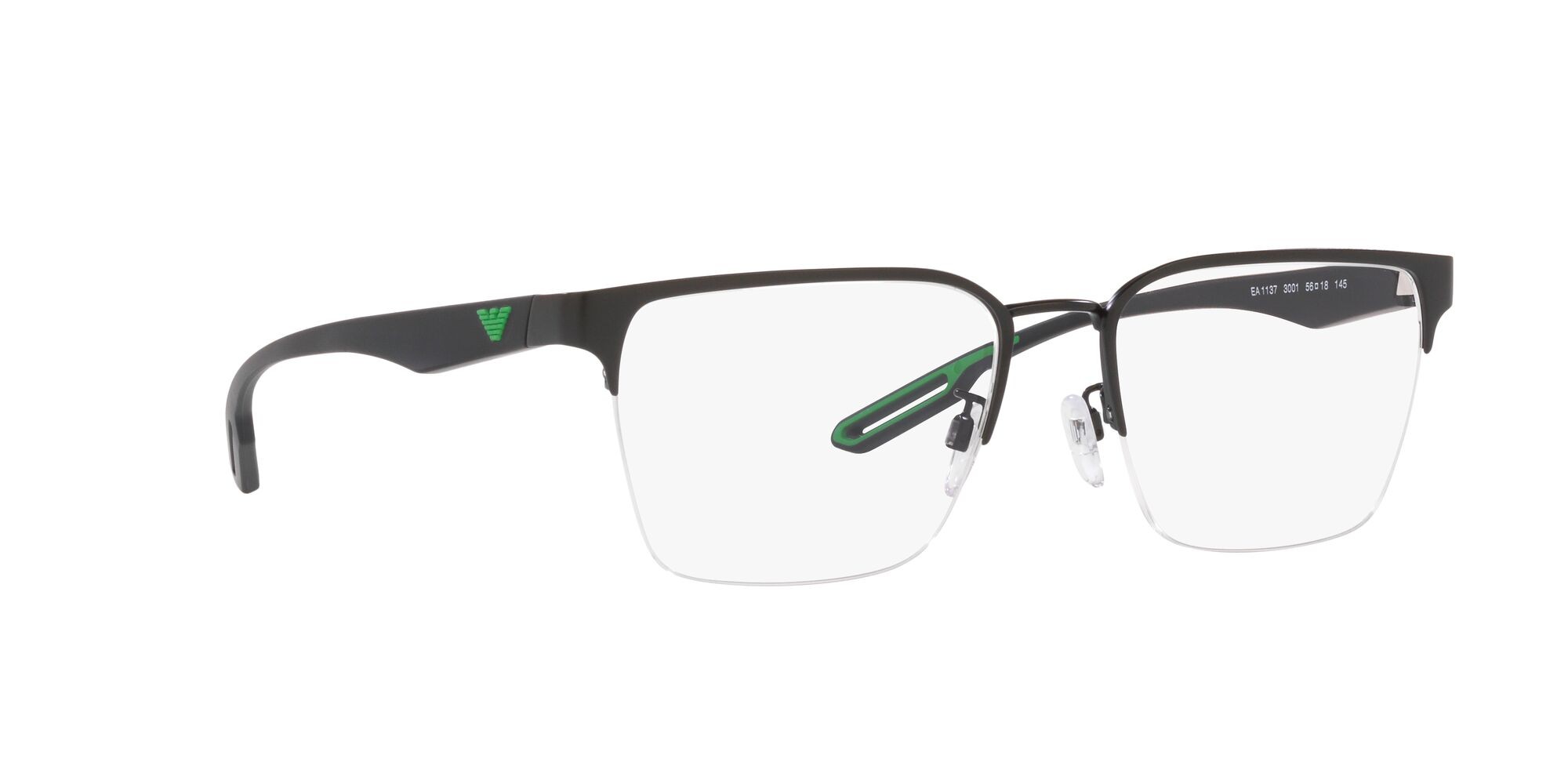 Brillen Emporio Armani EA 1137 (3001) farbe nero opaco form quadratisch gläser lente demo