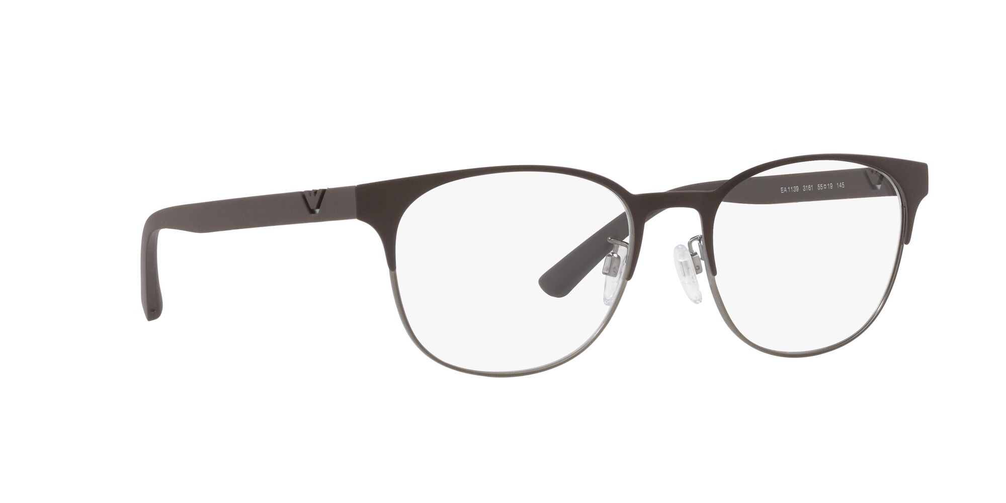 Brillen Emporio Armani EA 1139 (3161) farbe marrone opaco/gunmetal form quadratisch gläser lente demo